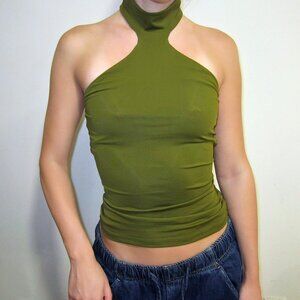Zara Women's Green and Khaki Vest